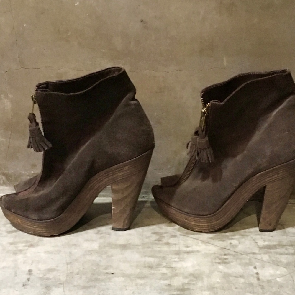 RARE Joie Wood Leather Platforms